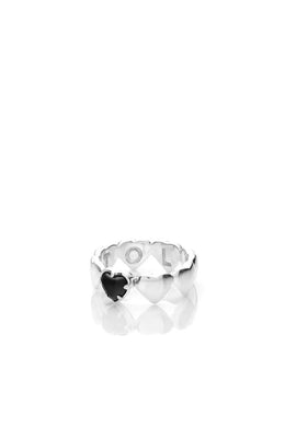 Stolen Girlfriends Club Jewellery - Band of Hearts Ring, Onyx/Silver