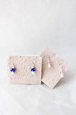 Crushes - Glass Mushroom Drop Earrings, Pink