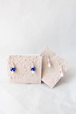 Crushes - Glass Mushroom Drop Earrings, Blue