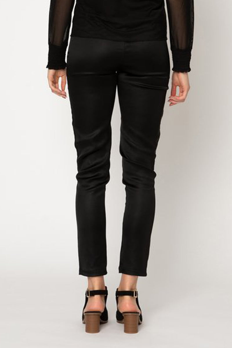 Shiny Side Zip Pants in Black