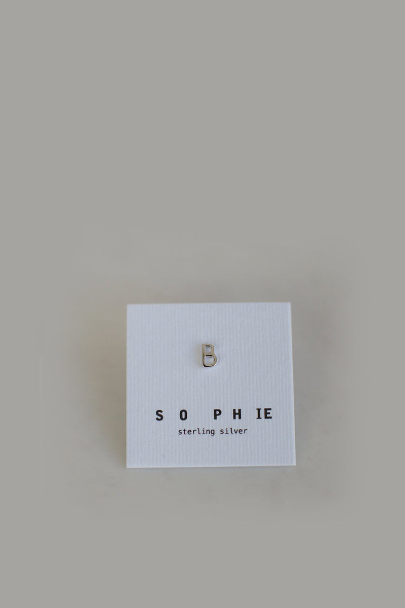 Sophie - Little Letter Stud Single, Silver