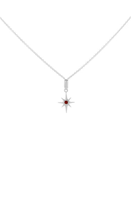 Stolen Girlfriends Club Jewellery - Lucky Star Necklace in Sterling Silver / Garnet
