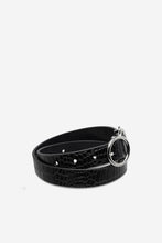 Status Anxiety - Mislaid Skinny Belt, Black Croc/Silver
