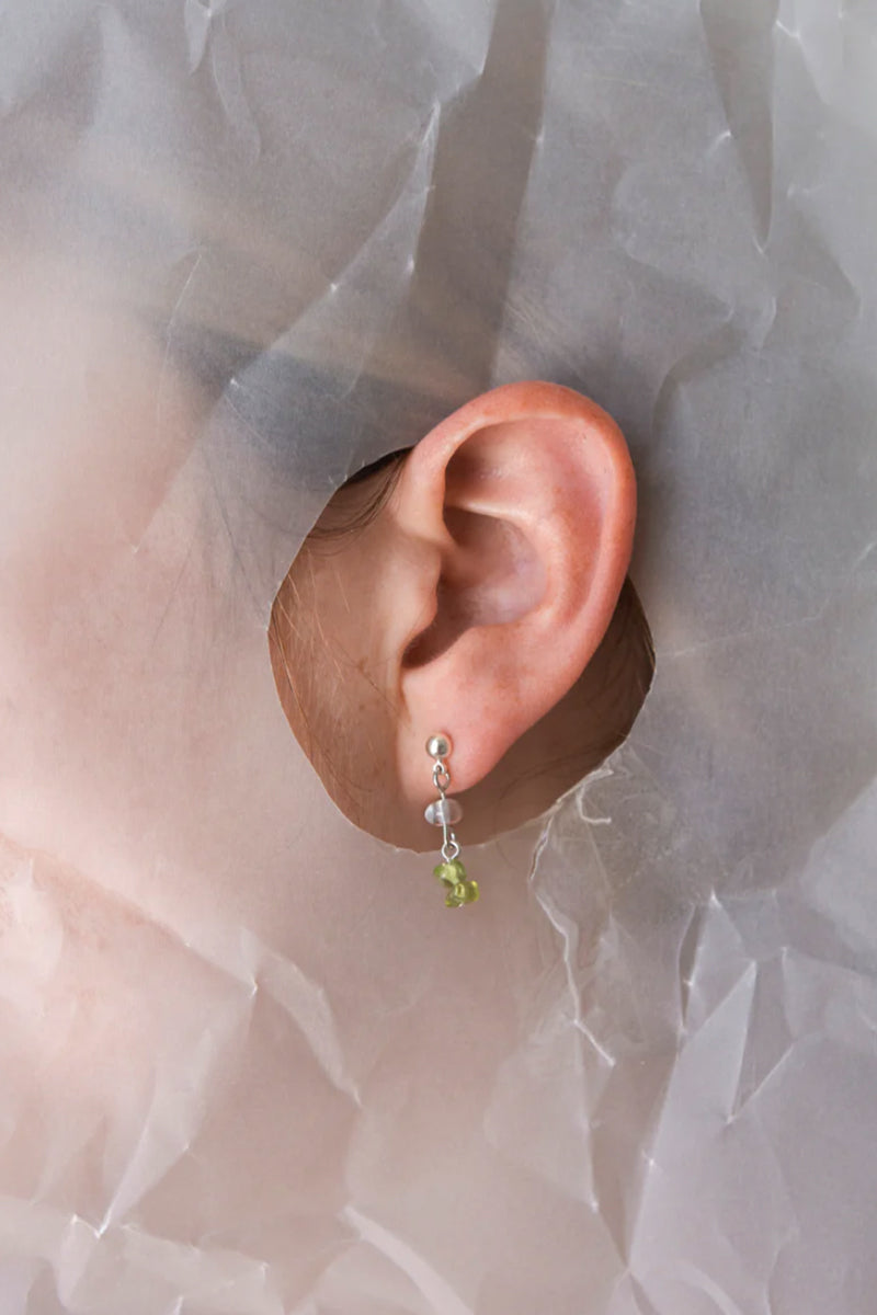 Crushes - Gemstone Drop Earrings, Green Peridot/ Silver