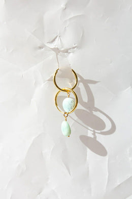 Crushes - Gemstone Hoops, Light Green Amazonite/Gold