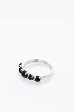 Stolen Girlfriends Club Jewellery - Halo Cluster Ring, Onyx / Silver