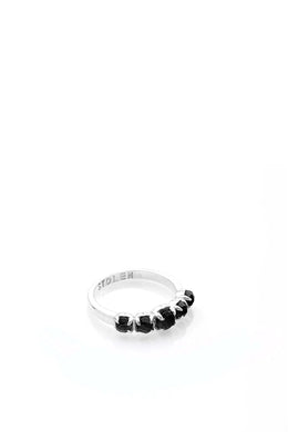 Stolen Girlfriends Club Jewellery - Halo Cluster Ring, Onyx / Silver