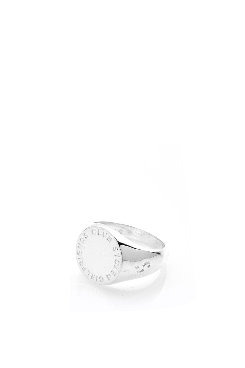 Stolen Girlfriends Club Jewellery - Text Logo Sovereign Ring, Silver