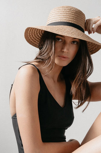 Sophie - So Shady Ribbon Hat, Natural/Black