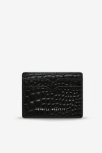 Status Anxiety - Together For Now Card Holder, Black Croc Emboss