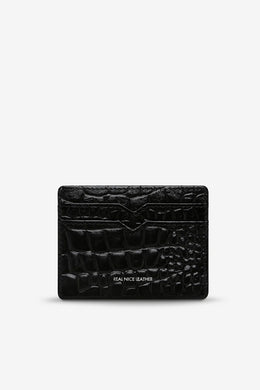 Status Anxiety - Together For Now Card Holder, Black Croc Emboss