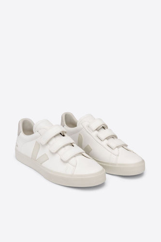 Veja - Recife Logo Chromefree Leather Sneaker, Extra White/Pierre/Natural Suede