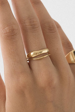 Flash Jewellery - Waves Ring Set, 14K Recycled Gold Vermeil